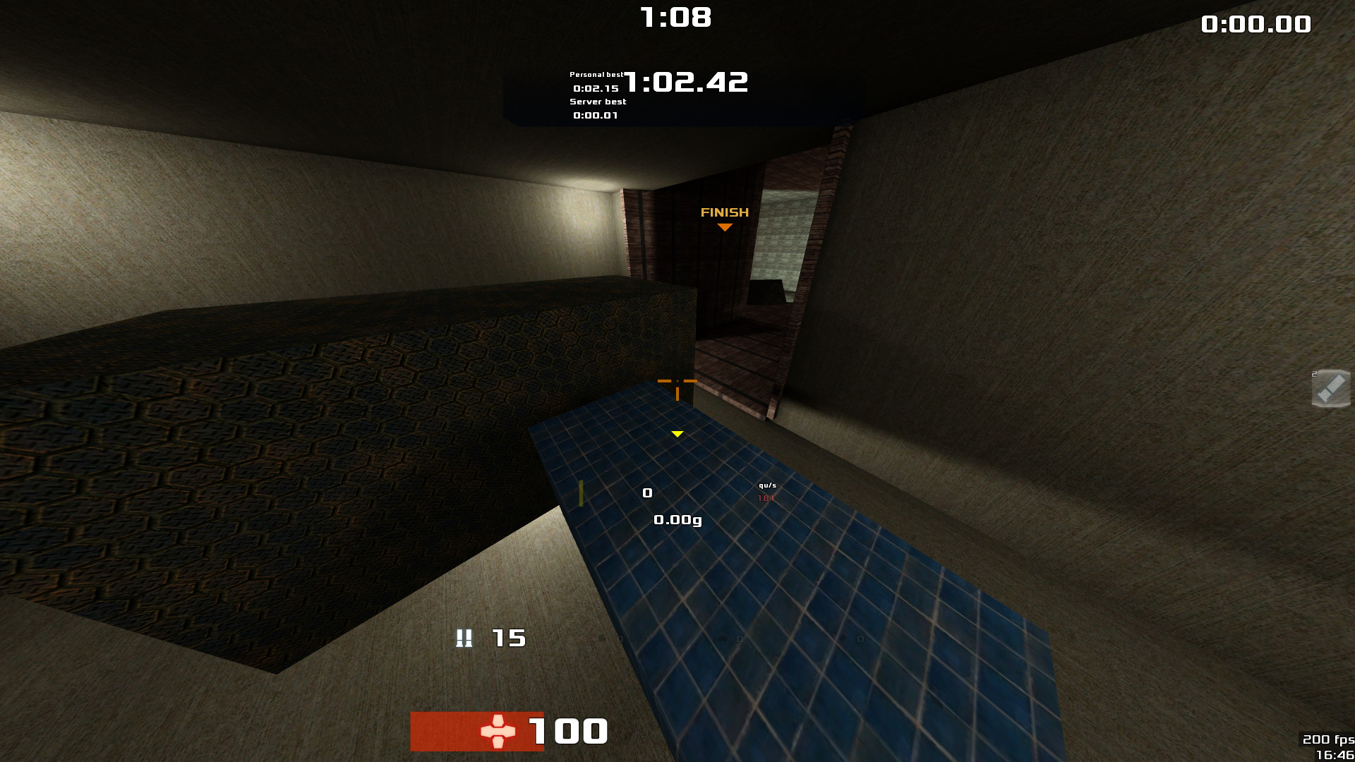 me in xonotic standing on some cubes in a test map i made